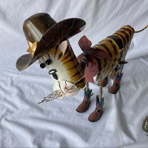 Pair of Modern Art Metal Cowboy Horses